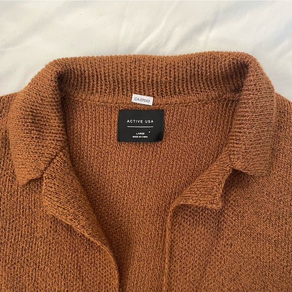 Long brown button-down sweater coat - size L - Picture 2 of 6